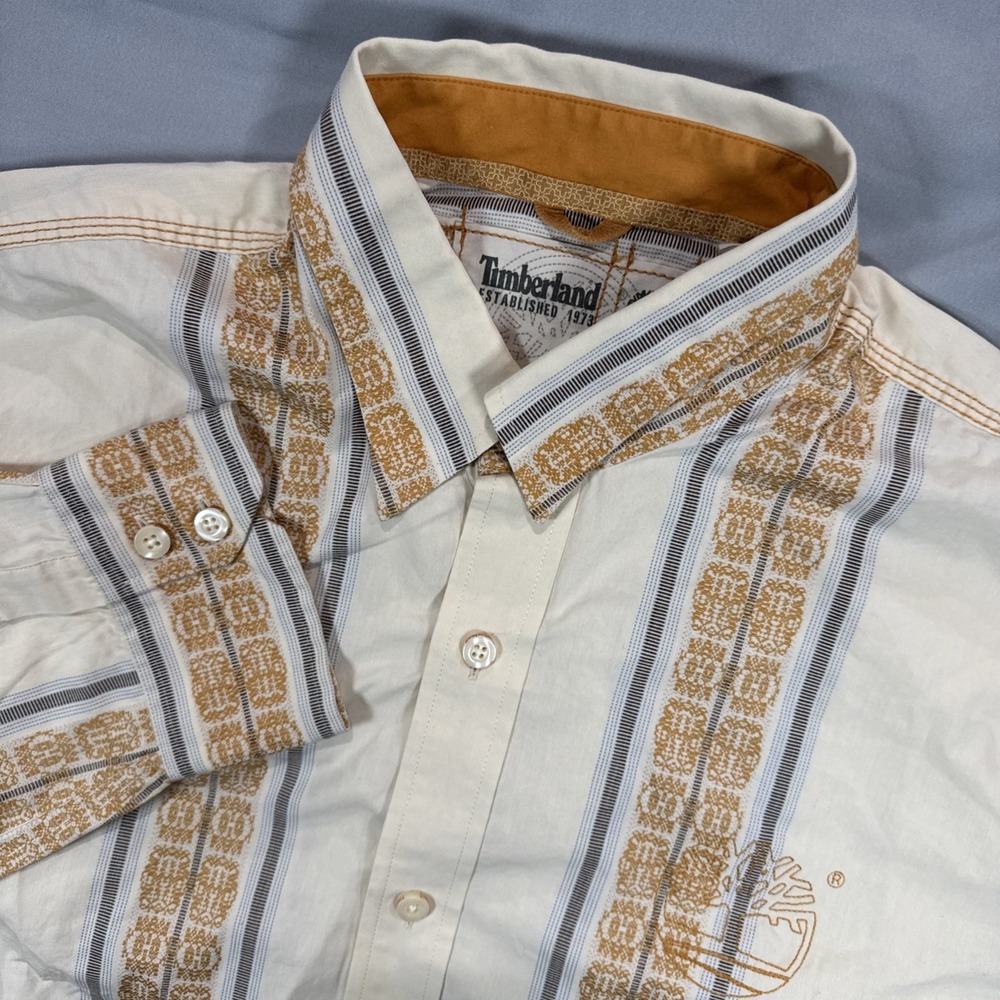 Timberland Long Sleeve Button Shirt Mens XL Mustard Yellow Royalty Luxury‎